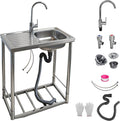 Outdoor Sink with Hose Hook Up, Free Standing Stainless Steel Utility Sink by Unknown