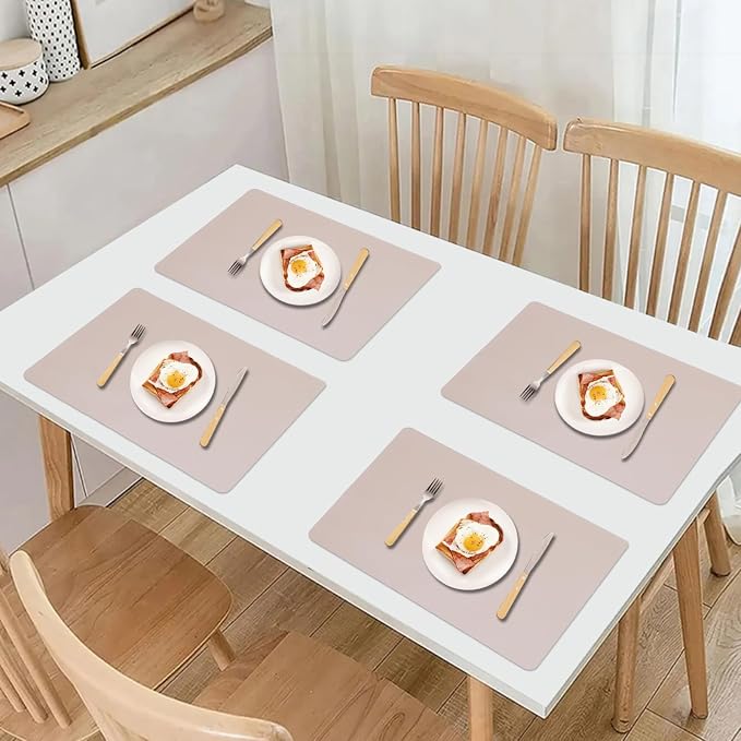PU Placemats Set of 6 Reversible, Waterproof Faux Leather Placemat - Image 7