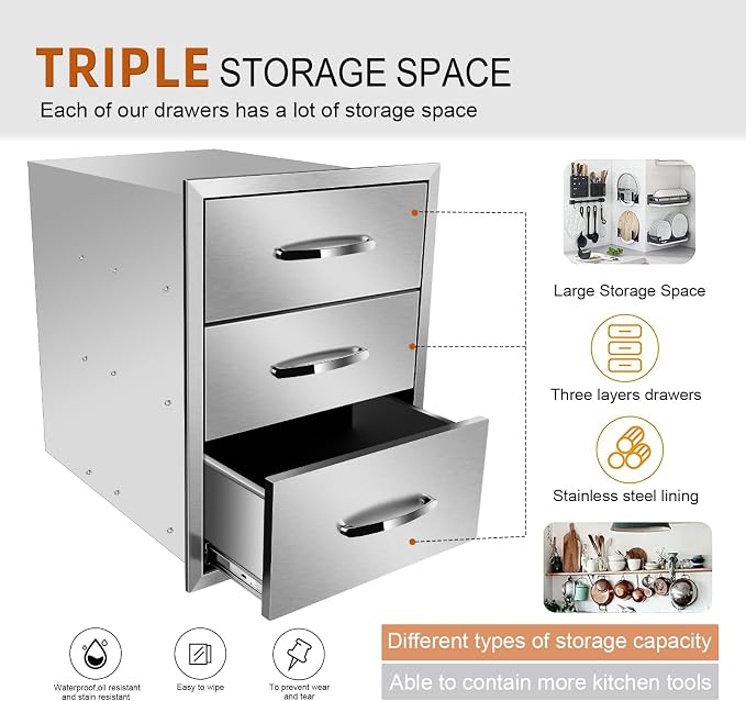 Outdoor Kitchen Drawers, Box Frame Style Flush Mount BBQ Drawer w/Stainless - Image 5