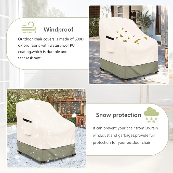 Outdoor Chair Covers 4 Pack 32 W x 35 D x 36 H inches, 600D Heavy Duty - Image 7