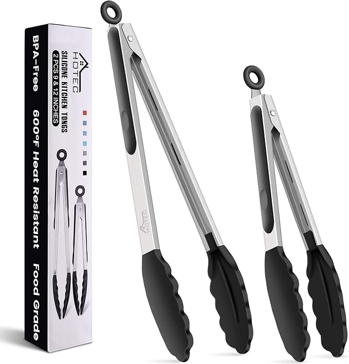 HOTEC Premium Stainless Steel Locking Kitchen Tongs by Hotec