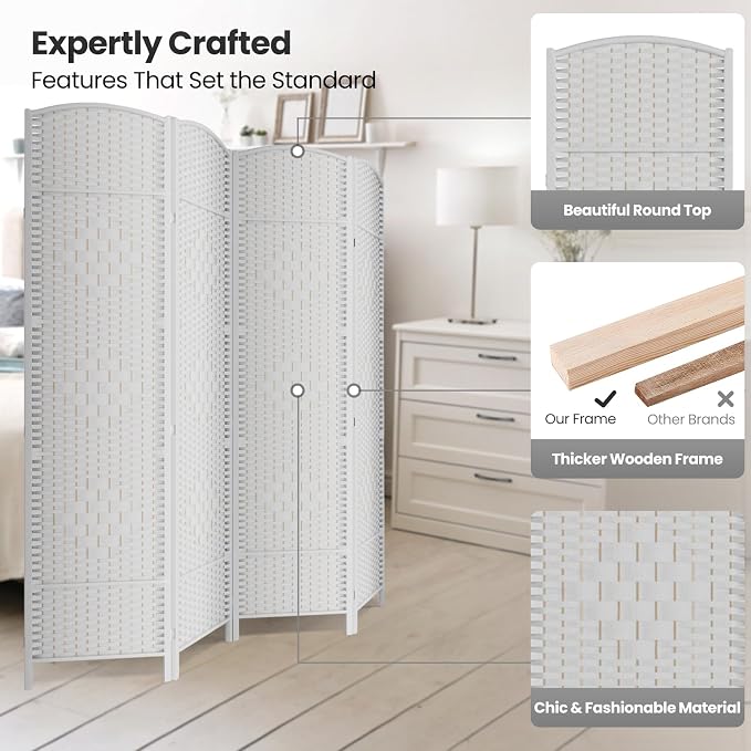 6 Panel Room Divider, 6Ft Folding Privacy Screen, Tall - Image 2