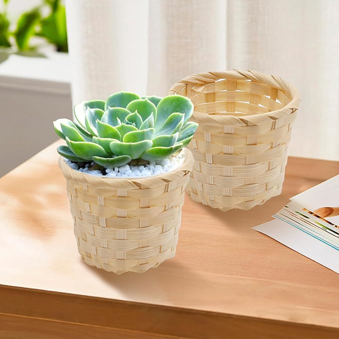 MDEOOSKY 12pcs Mini Woven Bamboo Basket Desktop Clutter Little Baskets - Image 4