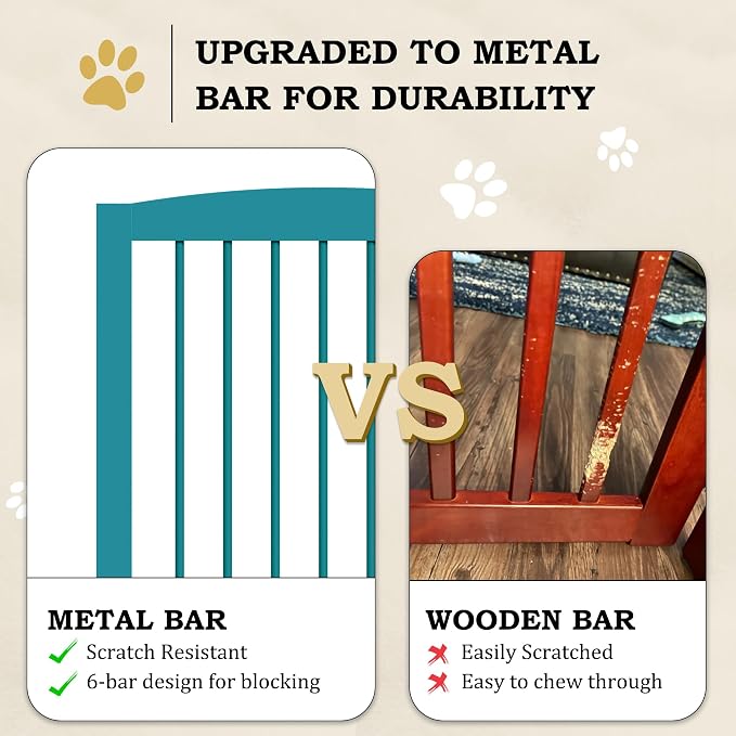 Freestanding Pet Gates with Walk Through Door, Dog Indoor Fence, Dog Gate - Image 5