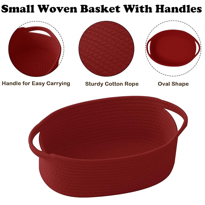 Gift Basket with Gift Bag and Ribbons, Small Rope Woven Shelf Storage, Baskets - Image 3