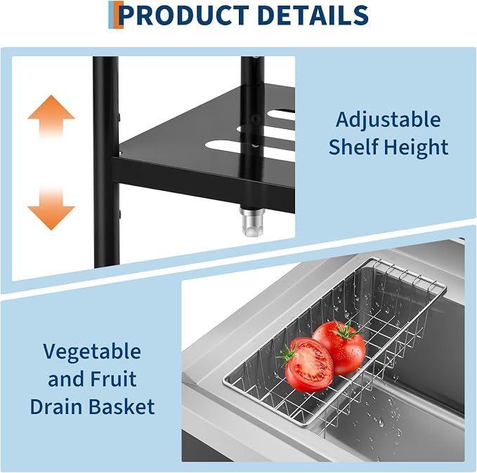 Stainless Steel Utility Sink, Adjustable Leg - Image 3