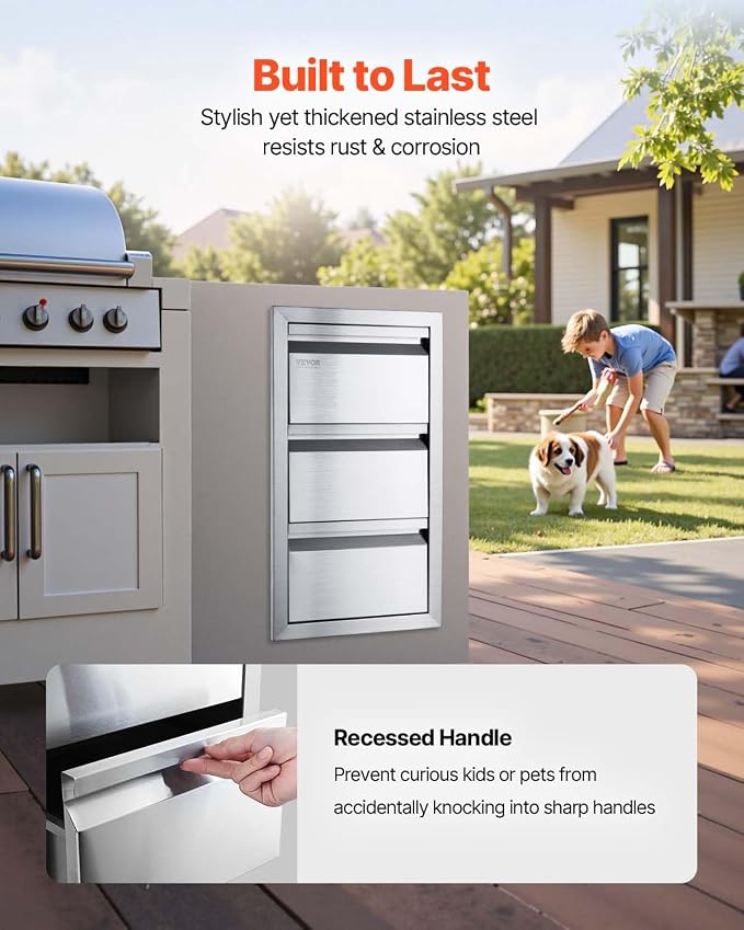 VEVOR Outdoor Kitchen Drawers 14.7" W x 25.4" H x 18.7" D, Box Frame Style - Image 6