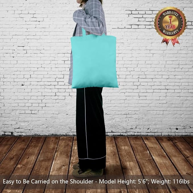 TOPDesign 6-Pack Economical 16"x15" Aqua Blue Cotton Tote Bags, Lightweight - Image 2