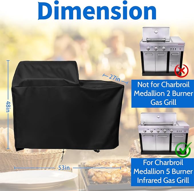 5 Burner Infrared Gas Grill Cover - Image 4