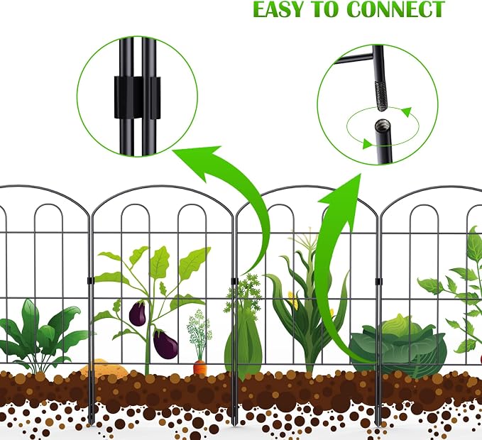 28 Pack Decorative Garden Fence Outdoor 24in x 30ft Coated Metal RustProof - Image 6