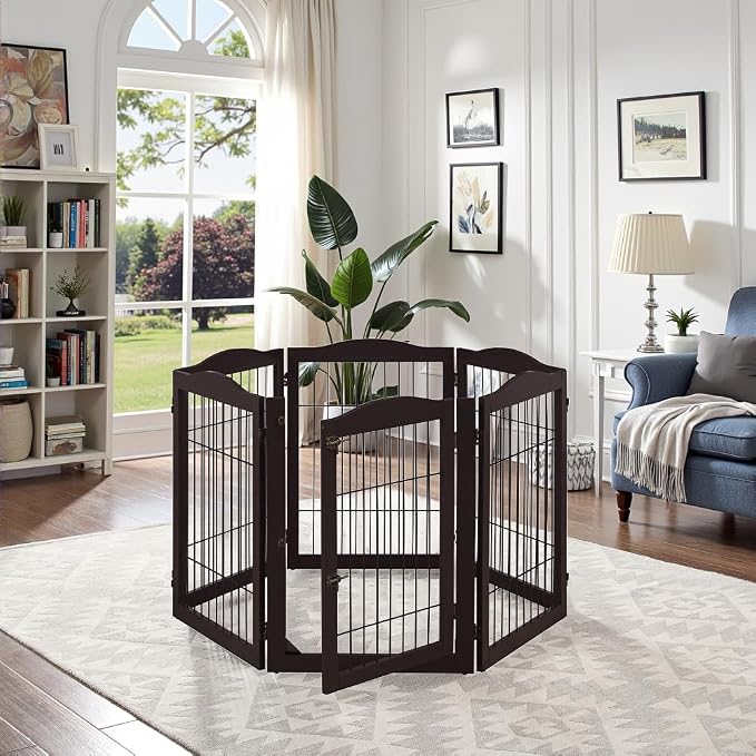 unipaws 132" Extra Wide Dog Gate and Pet Playpen, Free Standing Tall Dog Fence - Image 3