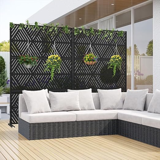 Casaphoria Metal Privacy Screen Outdoor, Triangular Black - Image 2
