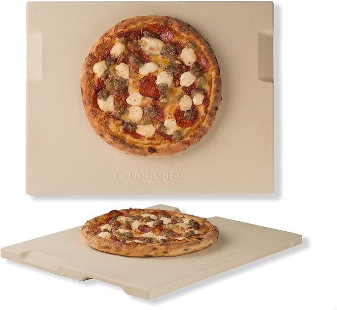 Pizza Stone 15x12 Inch Rectangular, Cordierite Baking Stone by ROCKSHEAT