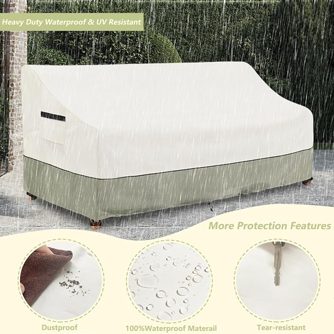 3-Seater Patio Sofa Cover, 85 W x 38 D x 35 H Inches Outdoor Couch Cover - Image 5