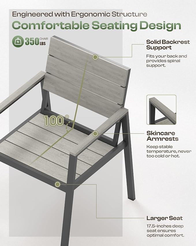 Patio Table and Chairs Set, 7 Piece Outdoor Dining Set - Image 5