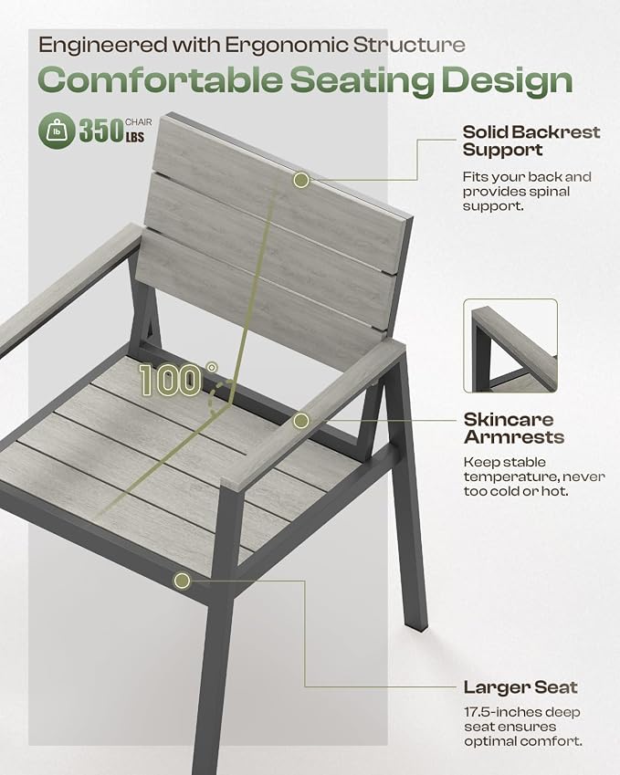 Patio Table and Chairs Set, 5 Piece Outdoor Dining Set - Image 5