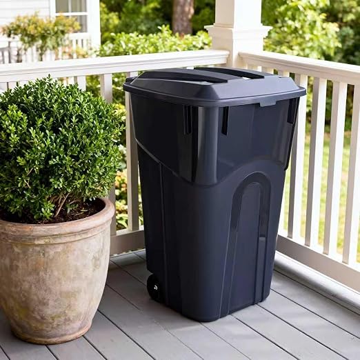 32 Gallon Wheeled Garbage Can, Attached Lid - Image 4