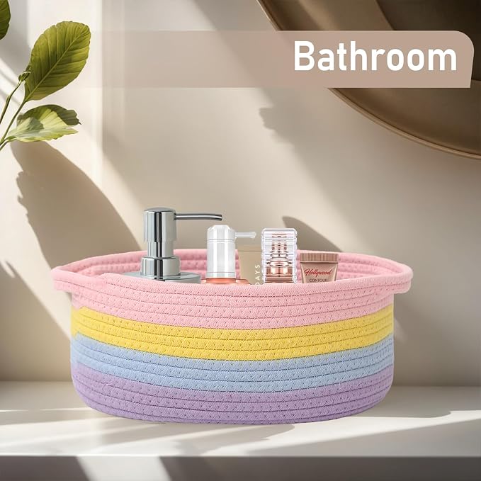 Woven Basket, Small Rope Storage Bin - Image 8