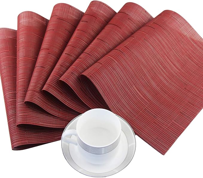 PIGCHCY Placemats, Washable Durable Vinyl Woven Table Mats, Elegant Heat - Image 6