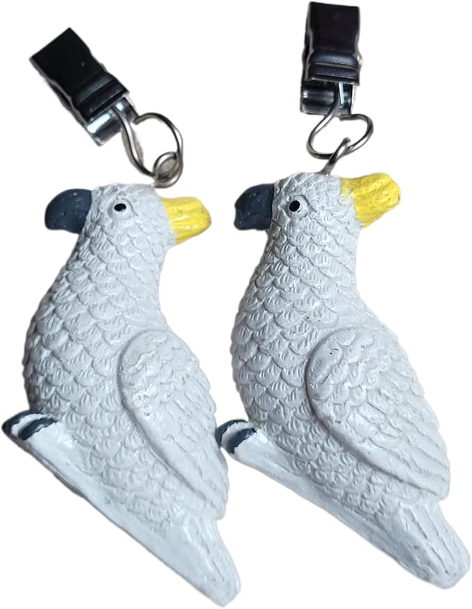 TwoFish Home Set of 4 White Parrot Resin Tablecloth Weights Clips White Parrot - Image 6