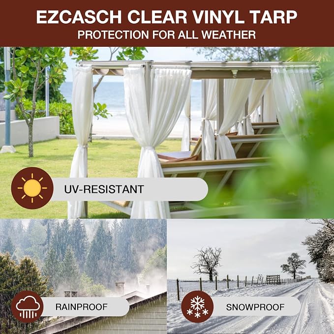 20 Oz Outdoor Vinyl Curtain, Outdoor Clear Panel Curtain, Weather Resistant - Image 6