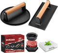 5pcs Smash Burger Press Kit, 3 in 1 Hamburger Press Patty Maker, Cast Iron by GrillianceBBQSET