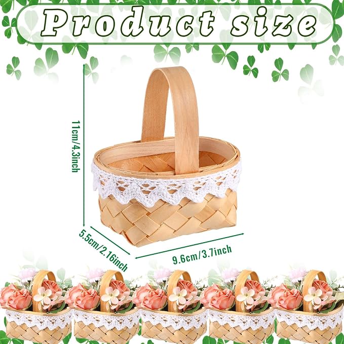 Geelin 12 Pcs Mini Flower Girl Basket Mini Woven Baskets - Image 3