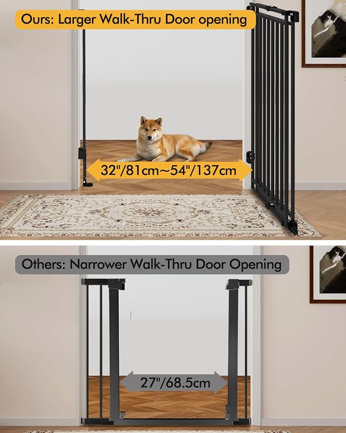 Baby Gate for Stairs Doorways & Kitchen, Extra Wide 32"-54" W x Extra Tall 39" H - Image 6