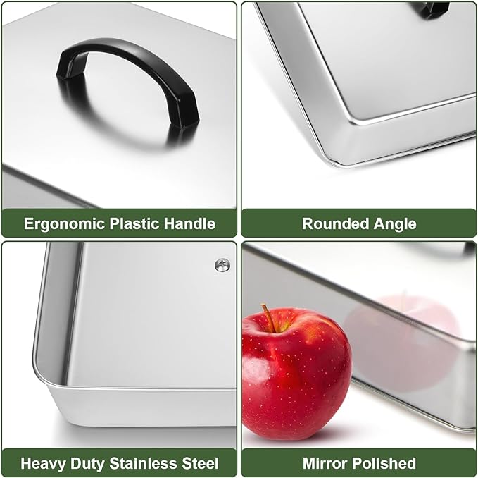 2pcs Rectangular Basting Cover, Stainless Steel Cheese Melting Dome Steaming - Image 2