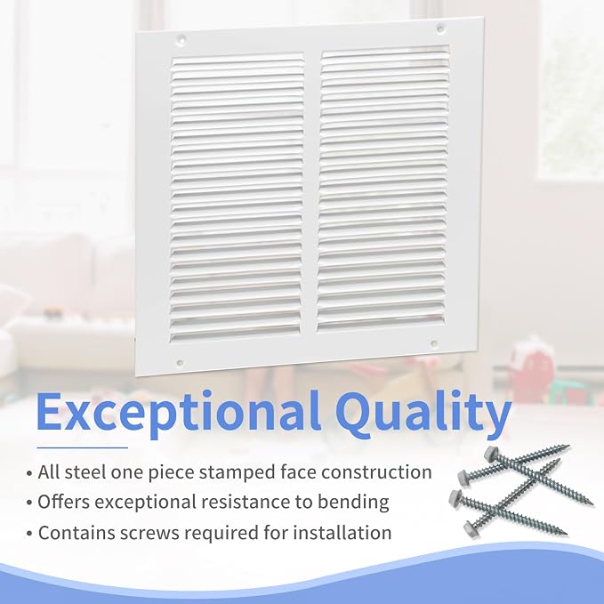 10"W x 10"H Steel Return Air Grille, Air Return Vent Cover - Image 2