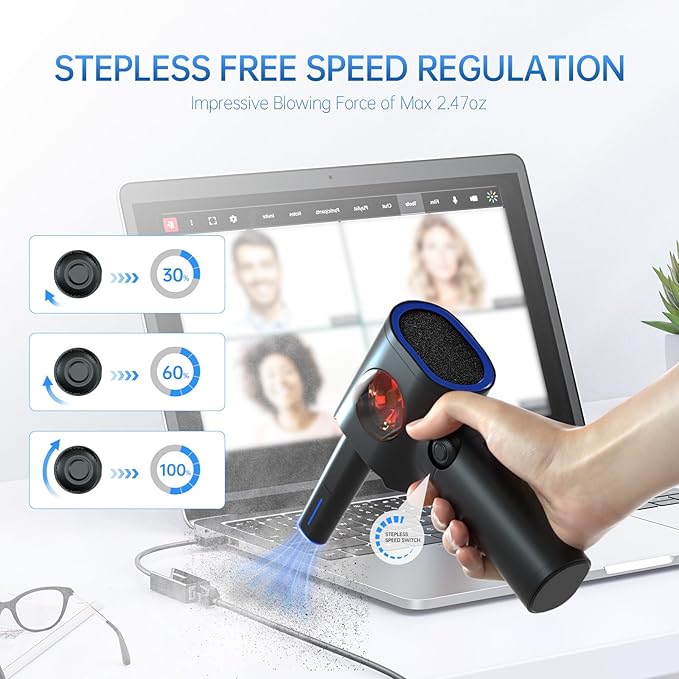ATEngeus Compressed Air Duster, Stepless Speed Electric Air Duster - Image 2