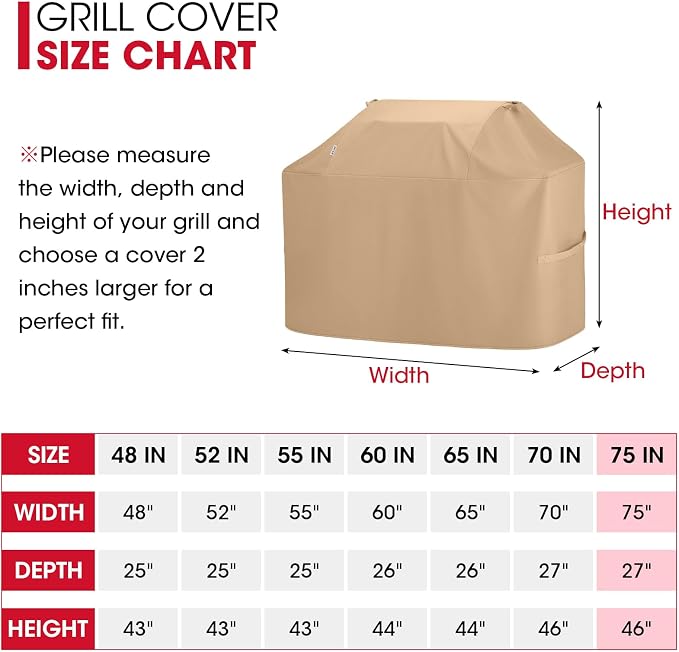 Unicook 75 Inch Grill Cover for Outdoor Grill, Heavy Duty Waterproof BBQ Cover - Image 6
