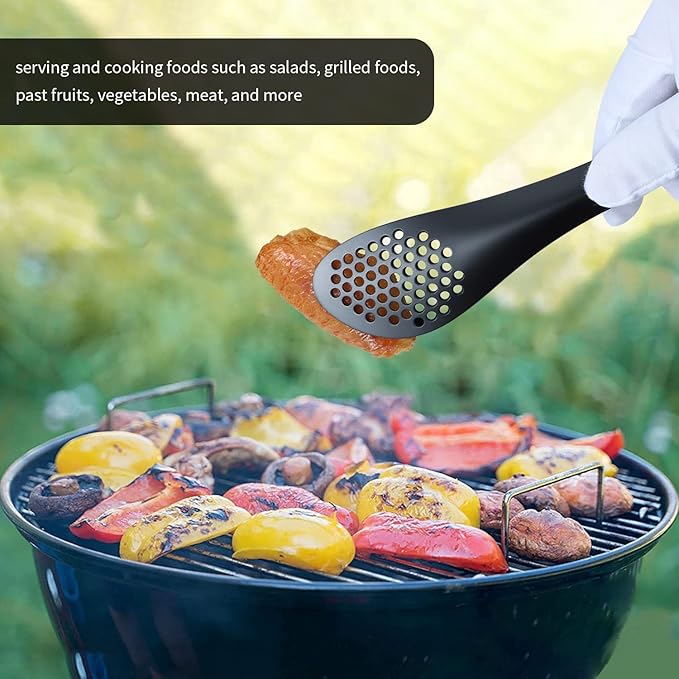 Tongs, 9-Inch Black 304 Stainless Steel Buffet Tongs