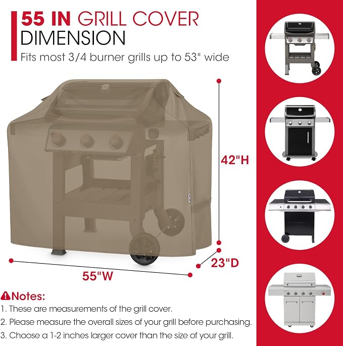 Unicook 55 Inch Grill Cover, Outdoor Heavy Duty Waterproof BBQ Cover - Image 2