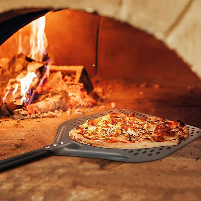 G.a HOMEFAVOR 4-Piece Pizza Oven Accessories, 12-Inch Perforated Pizza Peel - Image 3
