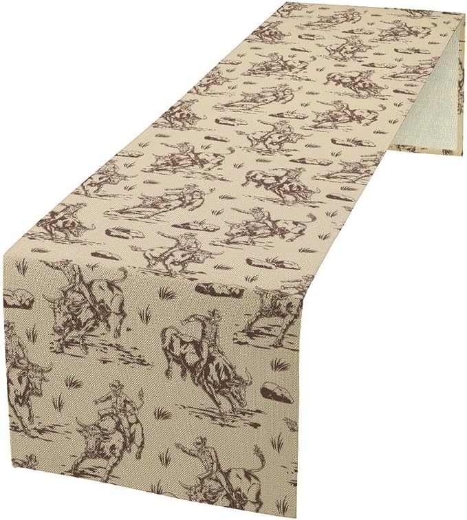 Western Desert Cowboy Table Runner, Seasonal Spring Fall Kitchen Dining Table by Unknown