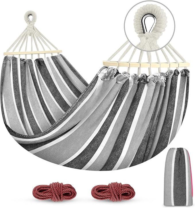 Fabric Hammock for Camping, 550 lb Capacity, 320G Canvas, Grey