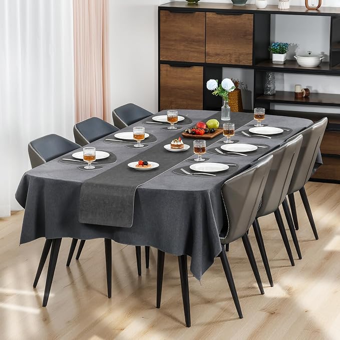 Placemats and Coasters, Washable Reversible Placemats Round Faux Leather - Image 3