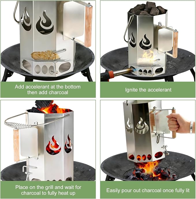 Ember Echo Heavy-Duty XL Charcoal Chimney Starter，Charcoal Starter Chimney - Image 6