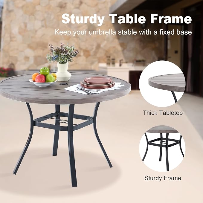 VICLLAX Round Patio Dining Table, 41 inch Metal Outdoor Dining Table - Image 6