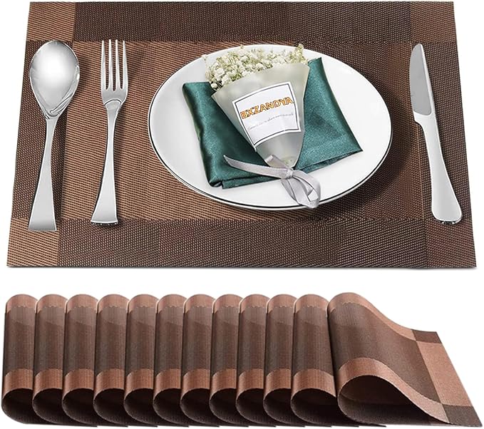 Placemats Set of 12, Heat and Stain Resistant Indoor/Outdoor Place mats by BxzanDya-LifeSmartMaker