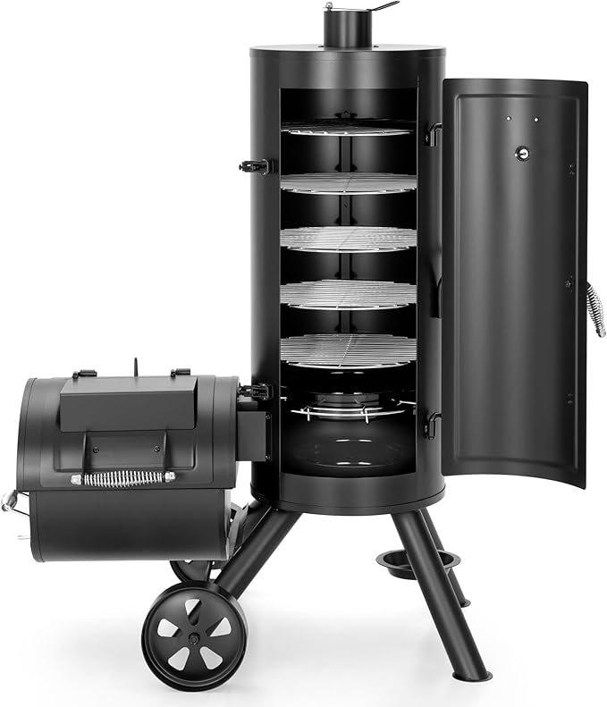 Captiva Designs Charcoal Vertical Smoker Grill and Offset Smoker Grill Combo by CaptivaDesigns