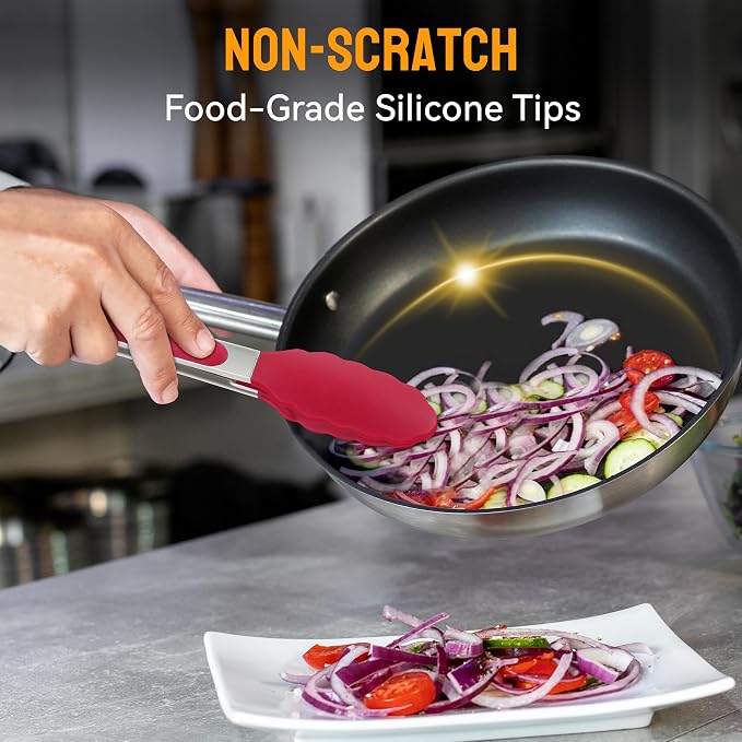 HOTEC Premium Stainless Steel Locking Kitchen Tongs - Image 7