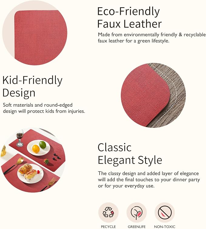 Maxpearl Faux Leather Placemats Set of 6 - Image 6