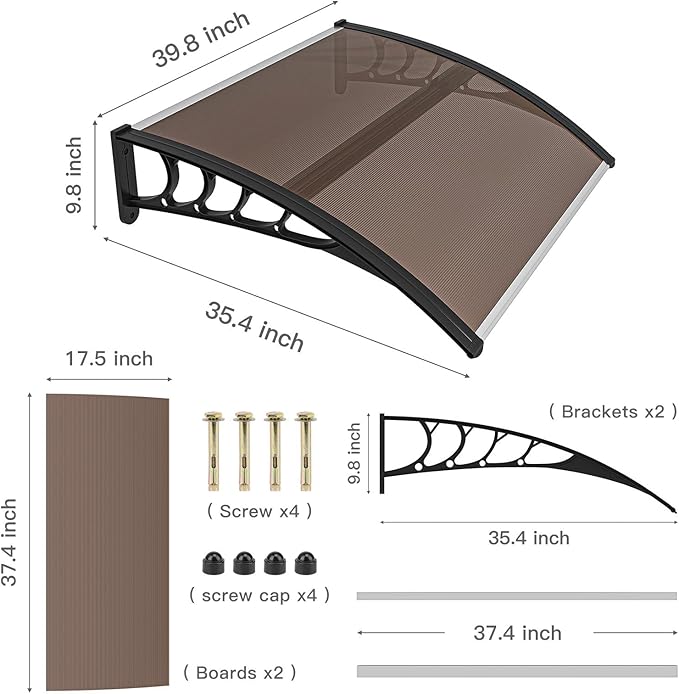Simply-Me 40" x 40" Door Window Awning Polycarbonate Cover Front Door Outdoor - Image 5