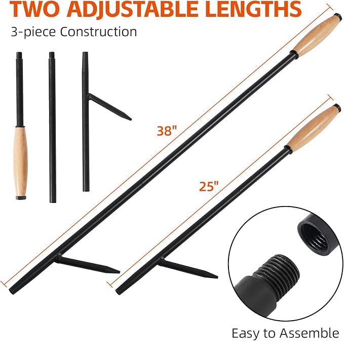 Fire Poker for Fire Pit Outdoor, 38 Inch Extra Long Iron Campfire Poker - Image 3