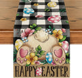 Artoid Mode Buffalo Plaid Bunny Egg Flowers Happy Easter Table Runner, Seasonal by ArtoidMode