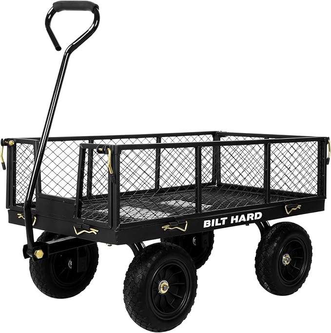 BILT HARD 400 lbs 10" Rubber Tires Steel Garden Cart by BILTHARD