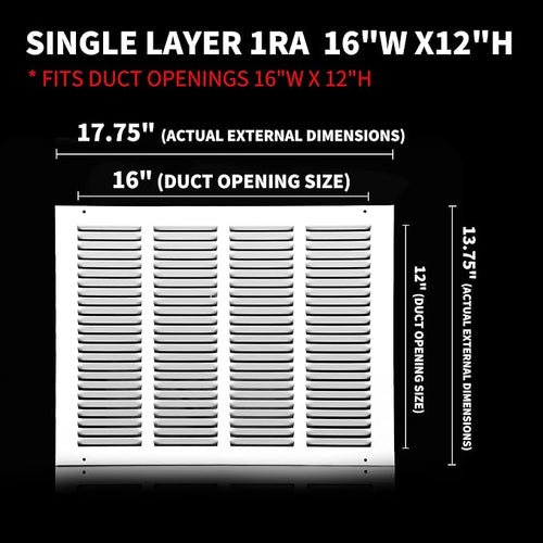 16x12 Return Air Grille, Air Return Vent Cover, Flat Vent Cover, Rejillas De - Image 2