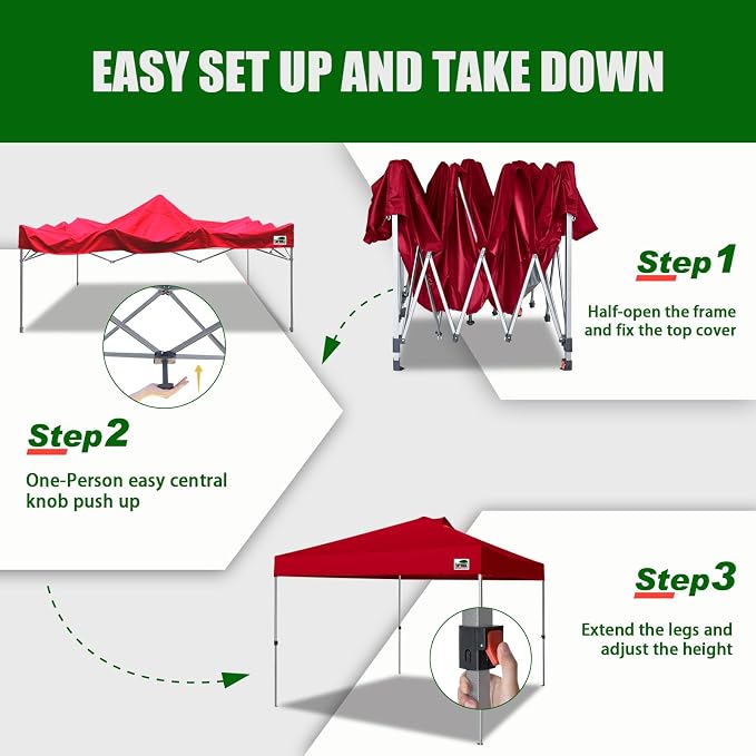 Eurmax USA NOMATTER ONE-Person Open&Close 10x10ft Pop Up Canopy Tent，Portable - Image 2